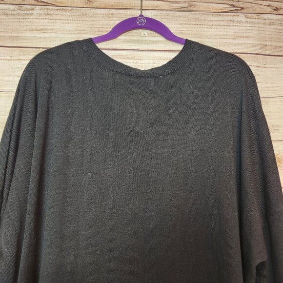 Laurie Felt Women's Cashmere Blend Intarsia V-Neck Sweater Top Black Size 2X - Picture 11 of 13
